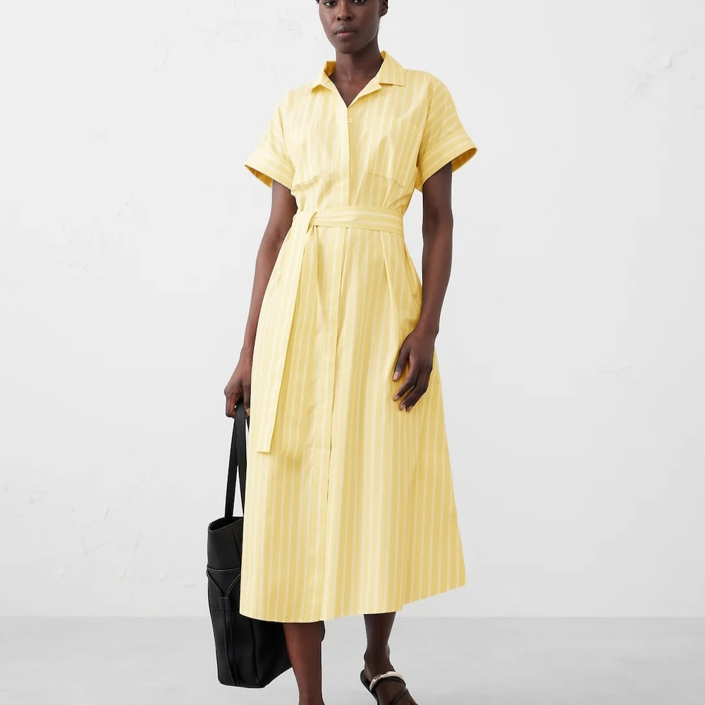 Yellow Striped Shirt Dress